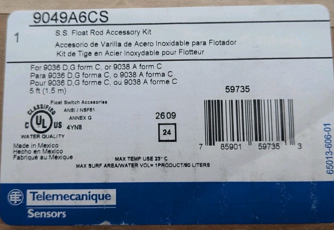 Telemecanique Sensors 9049A6CS Float Switch Kit