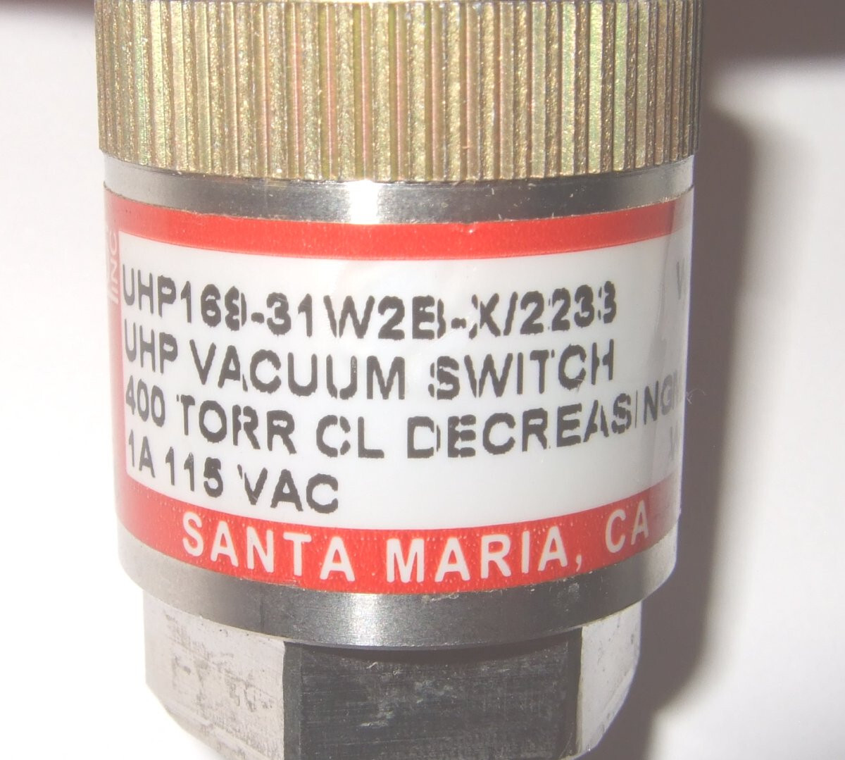 WASCO UHP Vacuum Switch 400 TORR 169-31W2B-X/2233