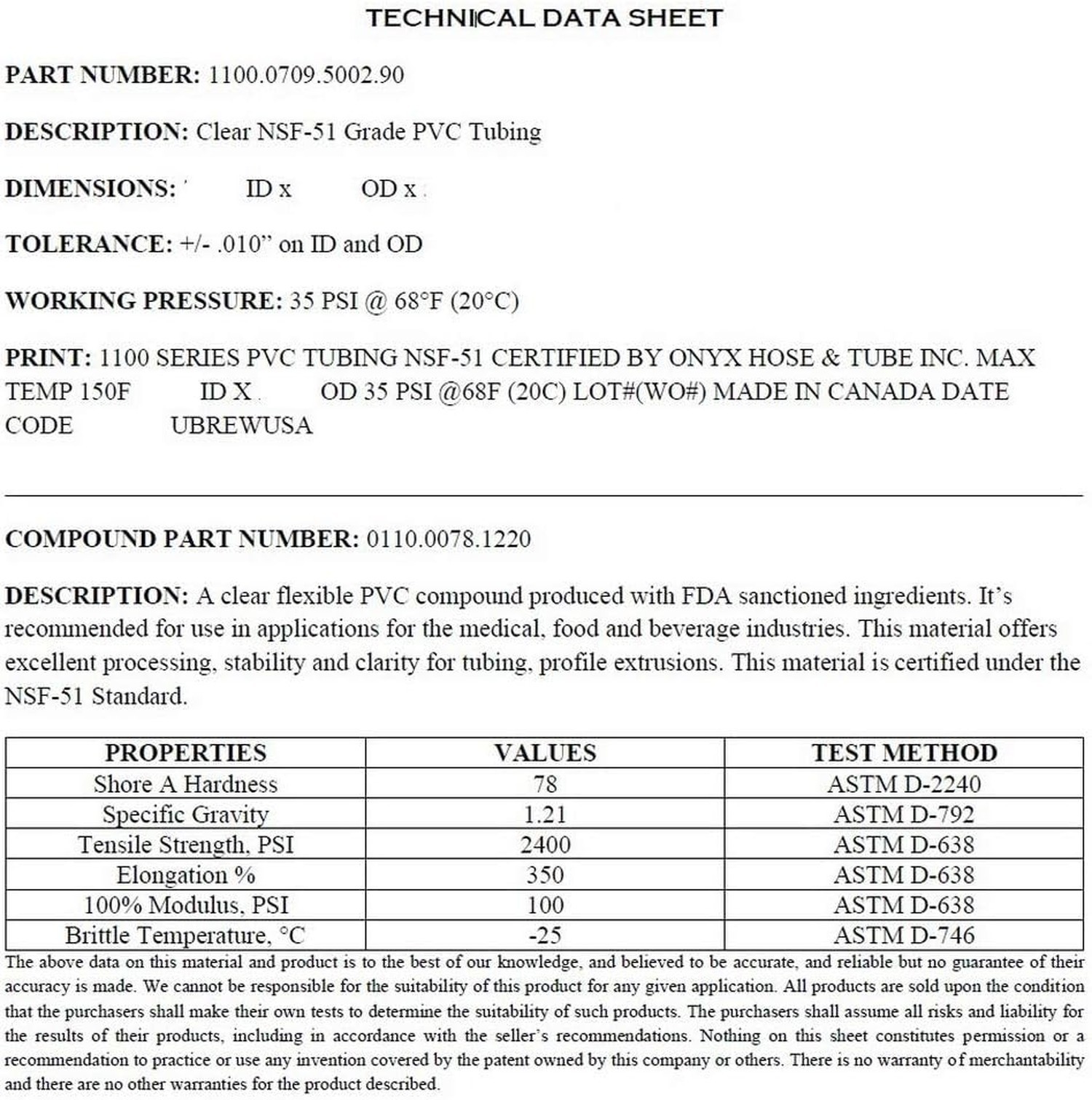 10 Feet 7/16″ ID (11 mm). NSF 51 Certified Food Safe. 9/16 OD Fermtech Large …