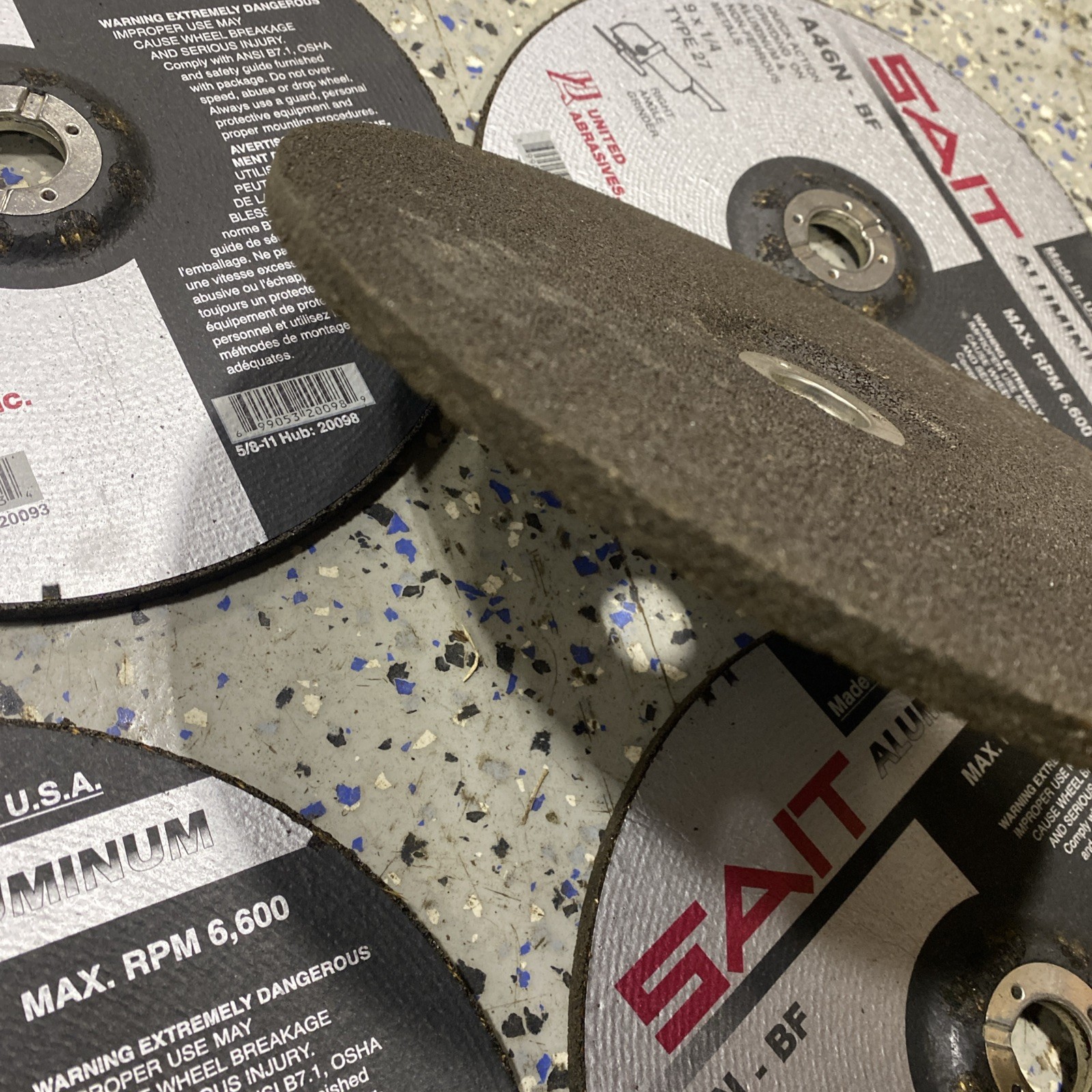 Lot of 5- SAIT 20088 A46N-BF 7 x 1/4 Type 27 Depressed Center Grinding Wheels