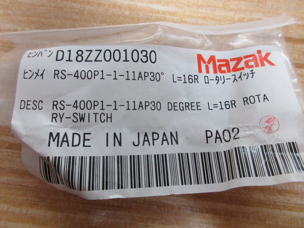 Mazak RS-400P1-1-11AP30° Rotary Switch RS400P1111AP30