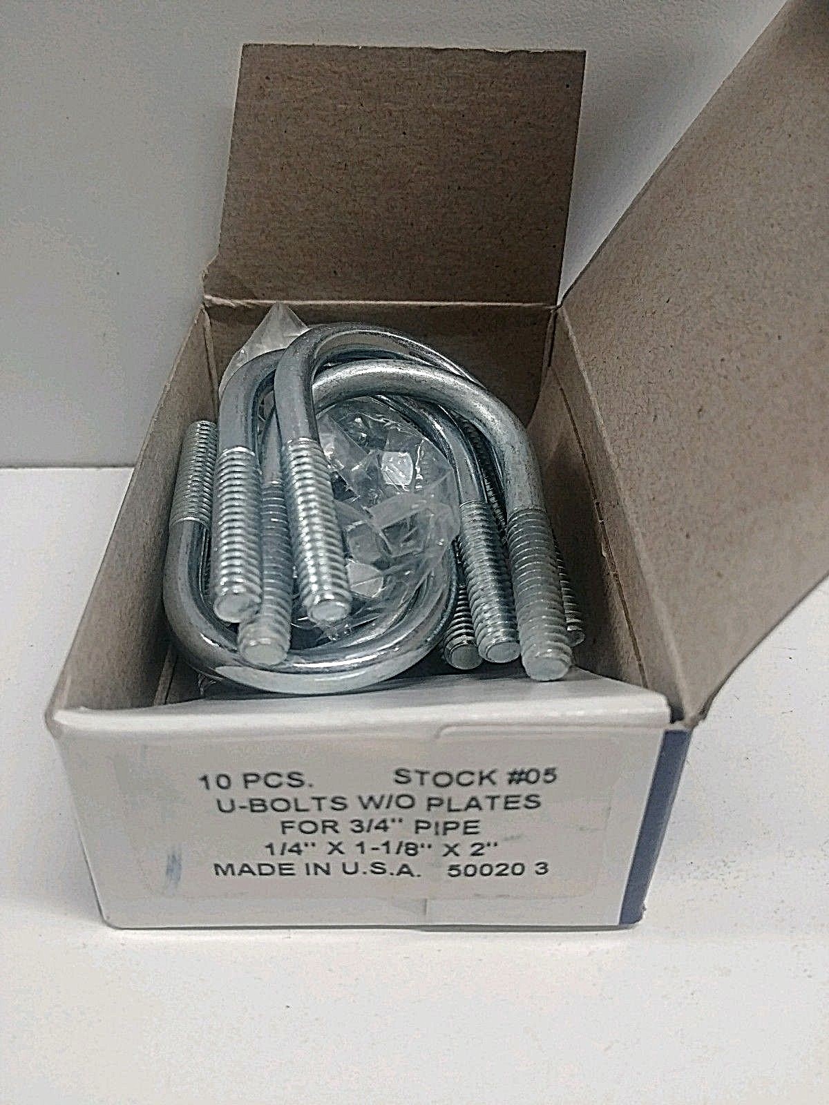 BOX OF 10 PCS. NEW IN BOX! CHICAGO HARDWARE U-BOLT W/O PLATES FOR 3/4″ PIPE #05