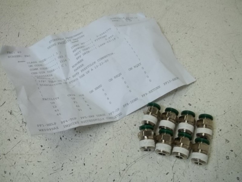 LOT OF 8 PARKER W68PL-6-6 3/8″TUBE NSNP