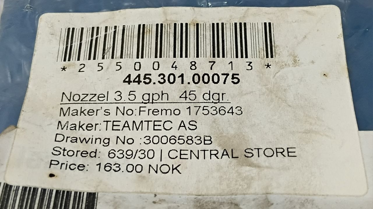 TeamTec 7841 Nozzle 3.5 gph Steinen 45° SS USgal/h 3.50 (Lot of 2 pcs)