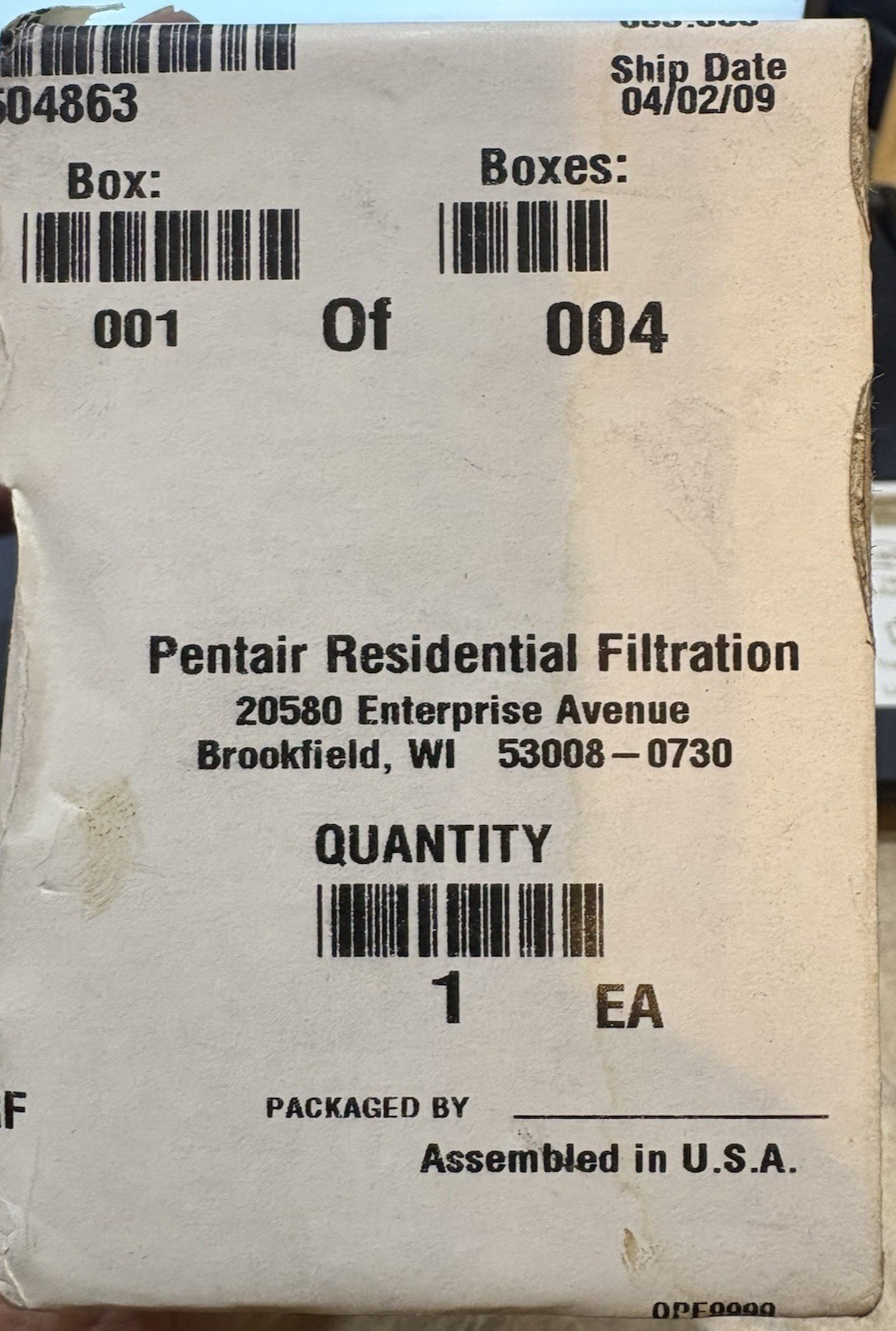 Pentair 1070119 Valve Repair Kit 424-RF Internal Parts Kit New/Sealed