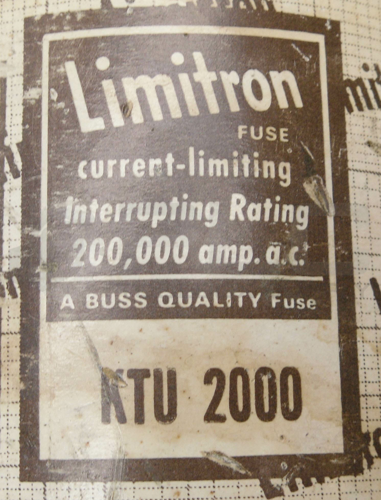 BUSSMANN LIMITRON KTU 2000 CURRENT LIMITING FUSE 600V 200,000A KTU2000