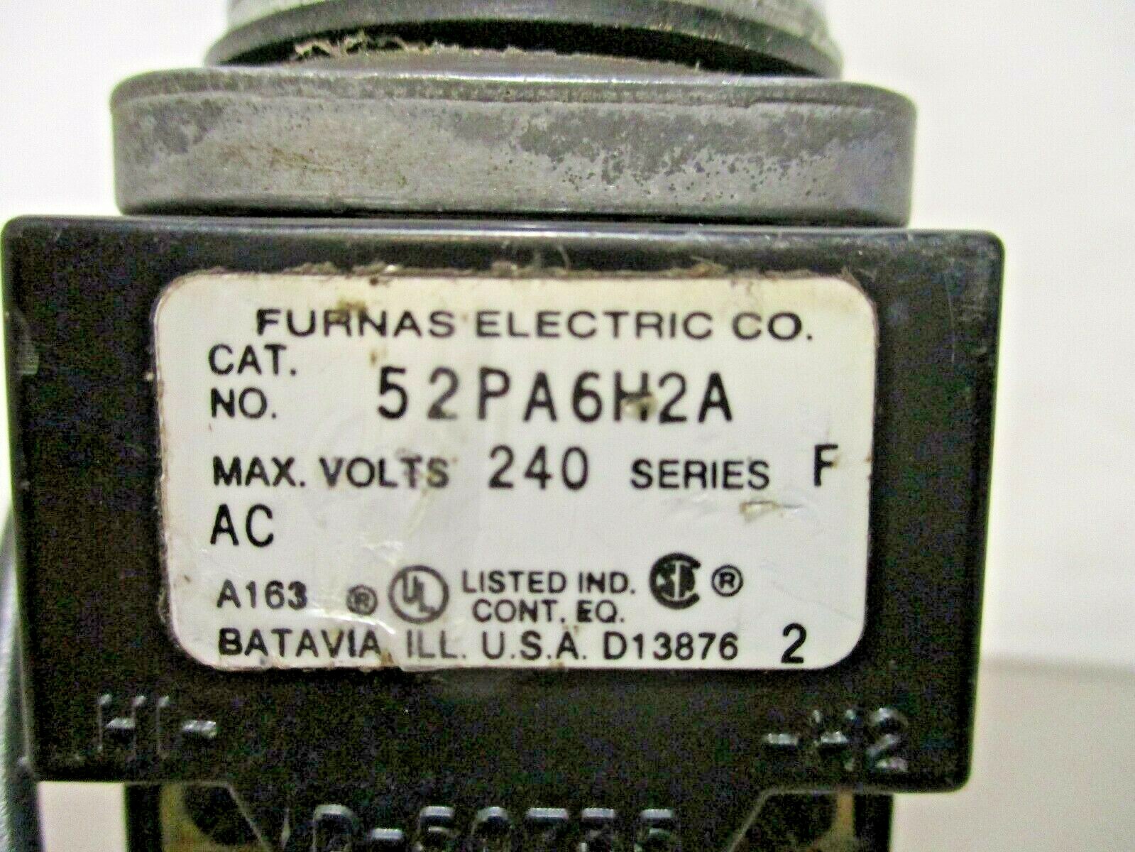 Furnas Electric 52PA6H2A Push to Test Pilot Momentary Red 240V Series-F