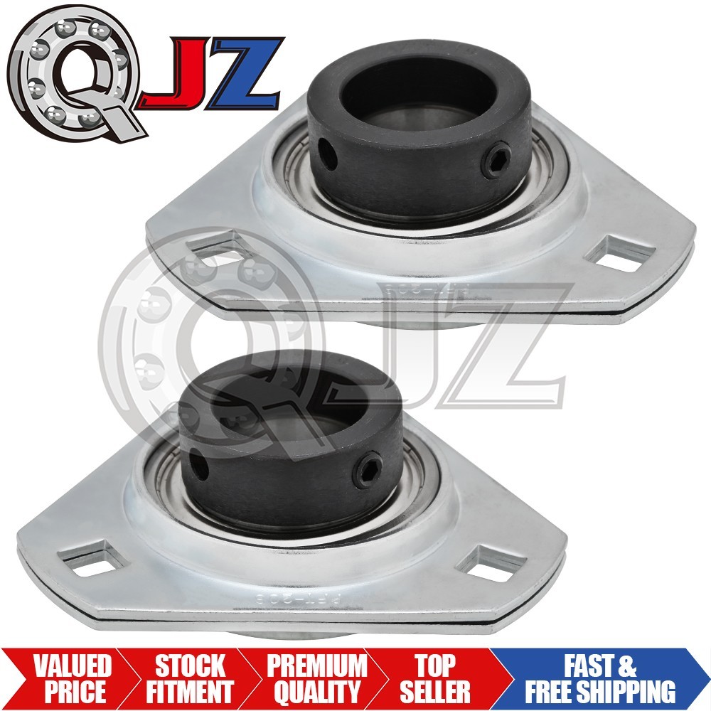 [Qty.2] SAPFT206-19G 3-Bolt Pressed Steel Triangular Housing, 1-3/16 in Bore ID