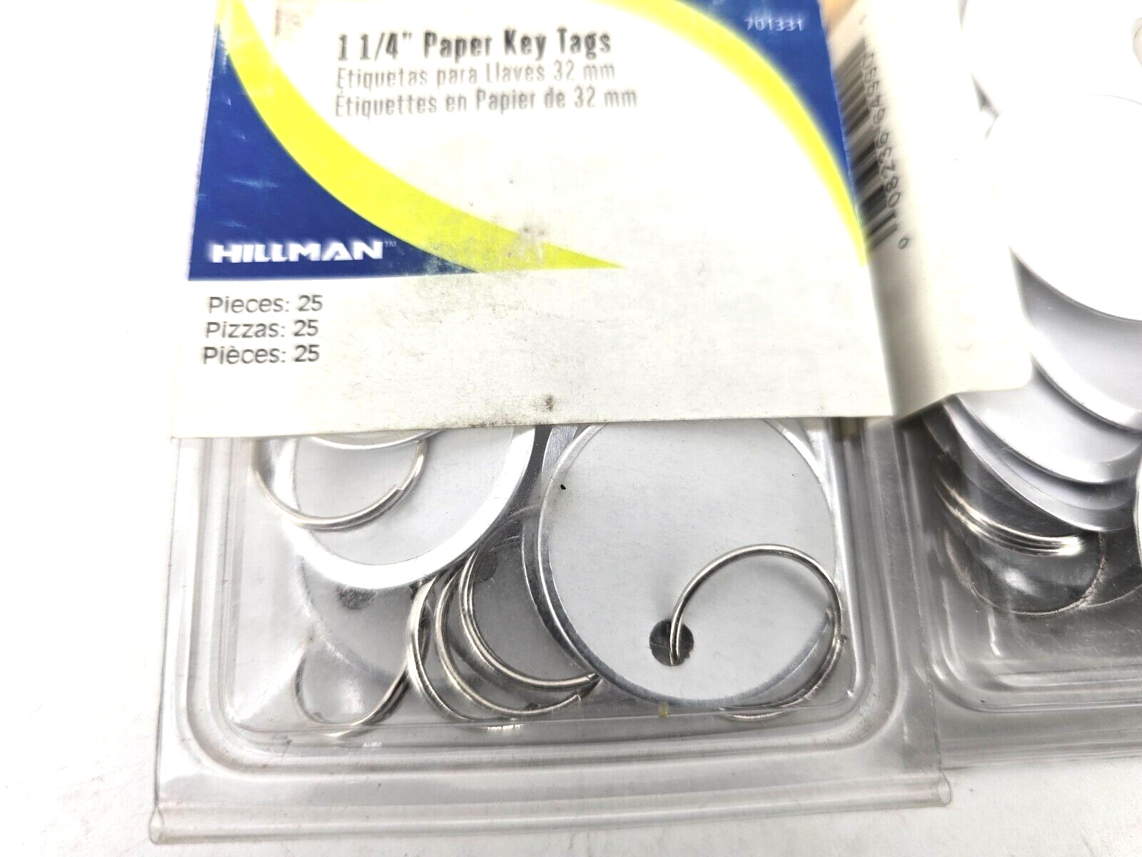 50pcs Hillman 701331 Metal White Paper Tag Labeling/ID Key Ring Dealer Car Shop