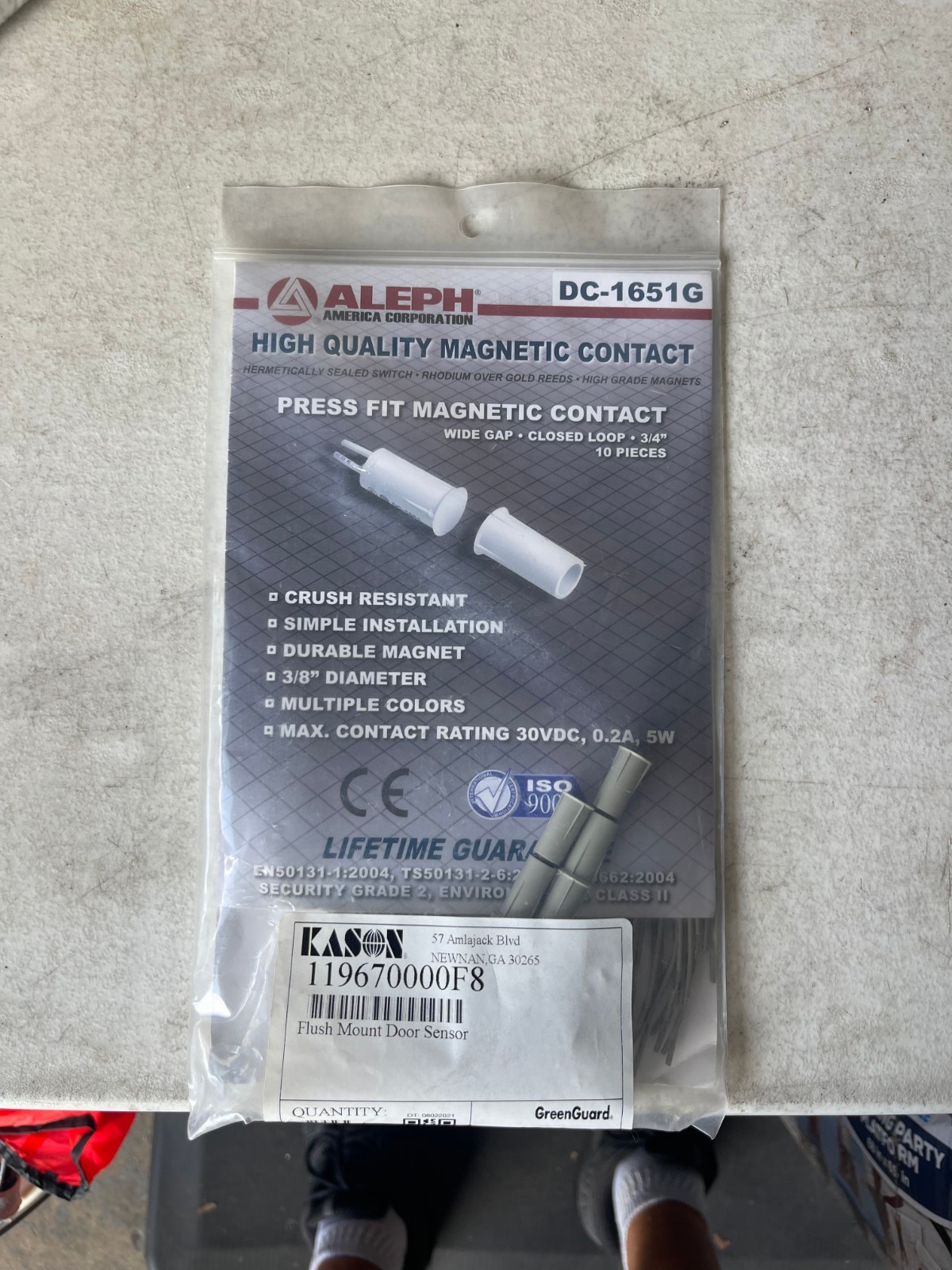 Aleph DC-1651G High Quality Magnetic Contact Flush Mount Door Sensor Gray