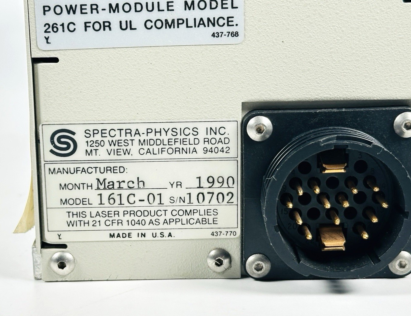 Spectra Physics 161C-01 Argon-Ion Laser Head Read Description