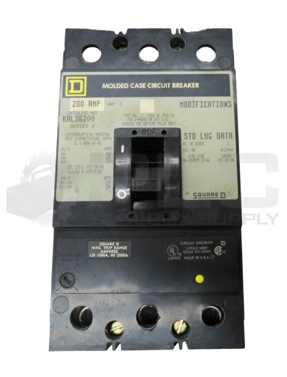SQUARE D KAL36200 /2 CIRCUIT BREAKER 200A 600VAC 250VDC