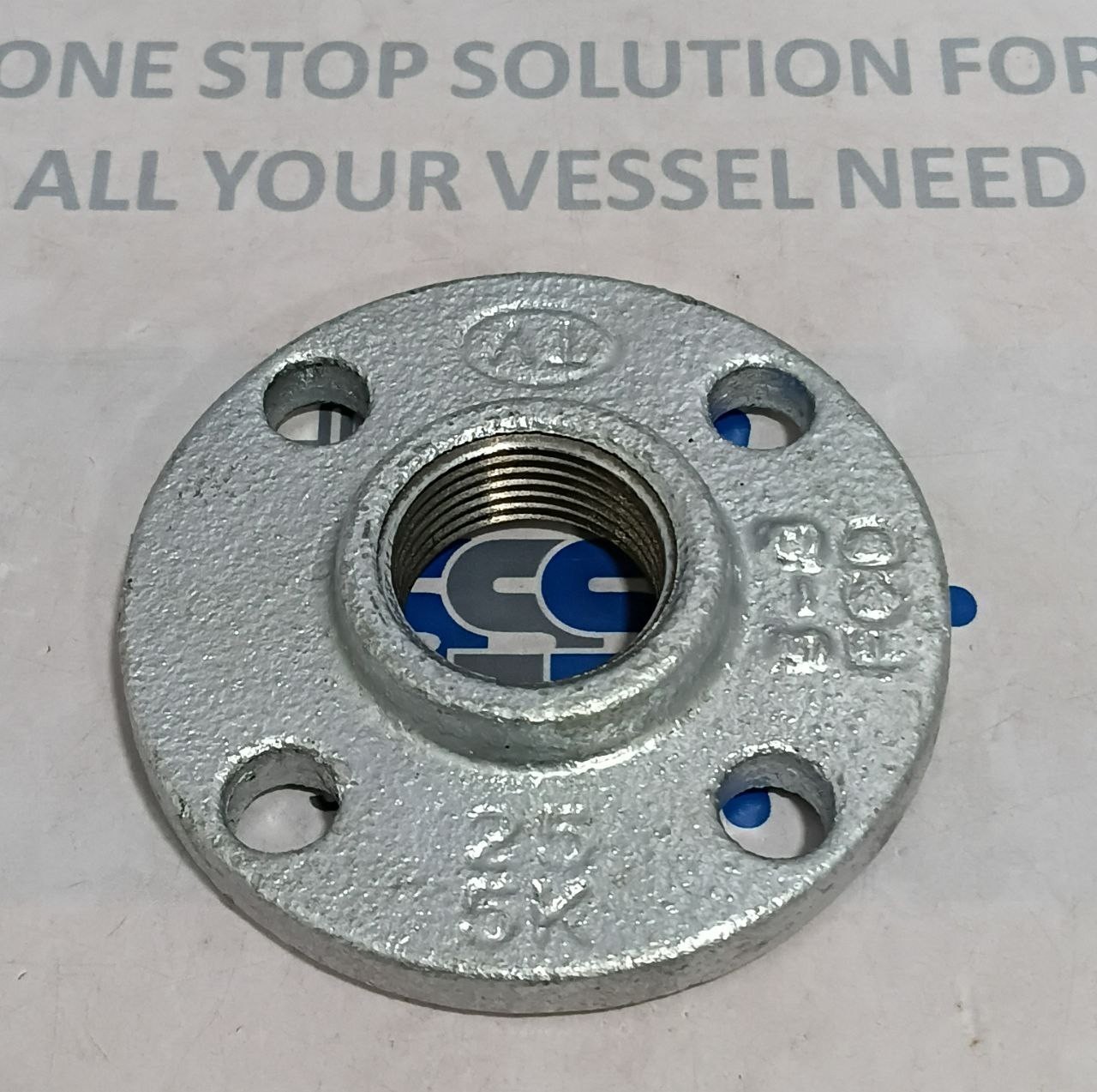 Galvanized Malleable Iron Floor Flange 3/4″ BSP Threaded 4 Bolt Pipe Flange