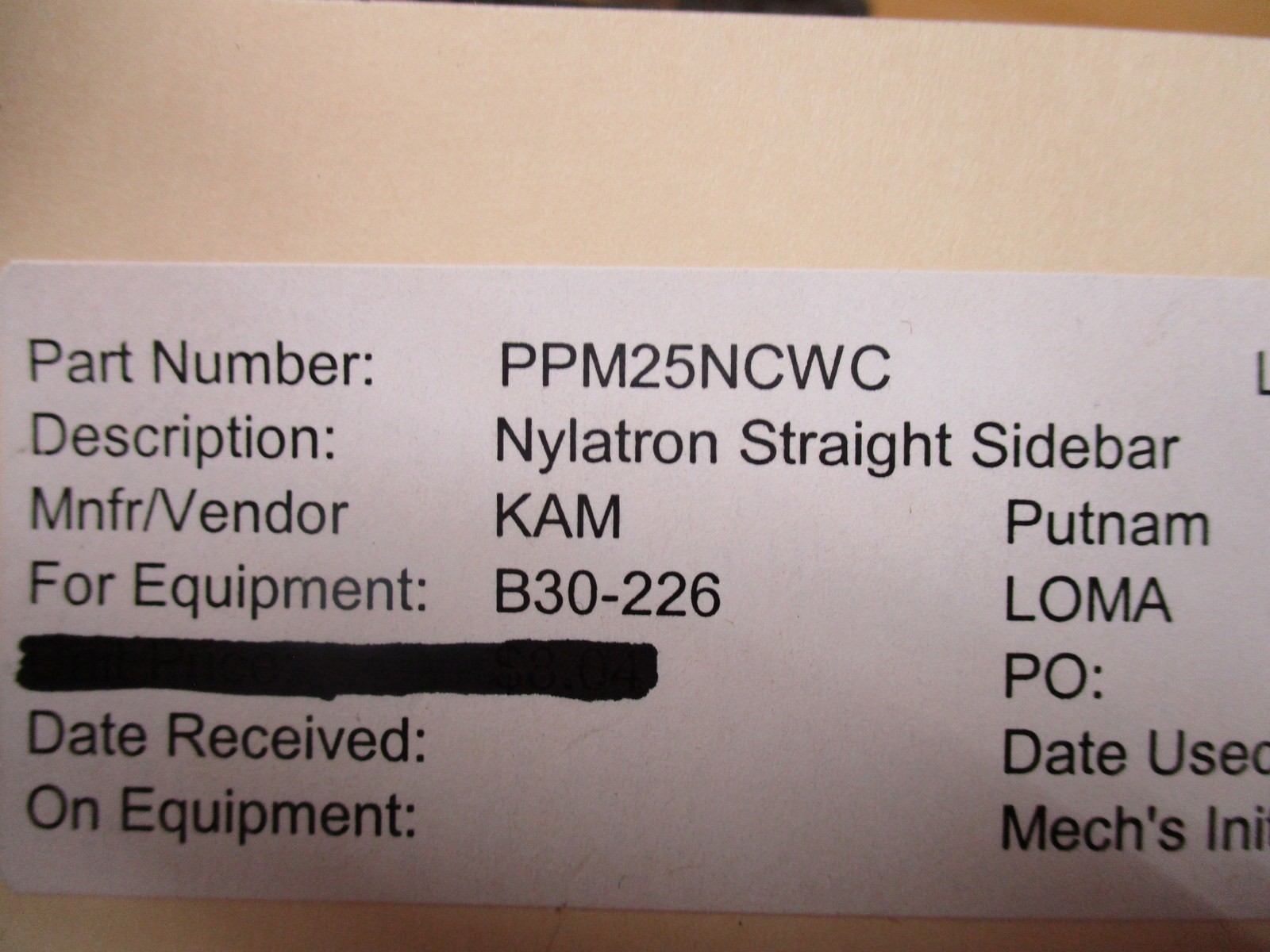 Morse PPM25NCWC Nylatron Thermoplastic Chain