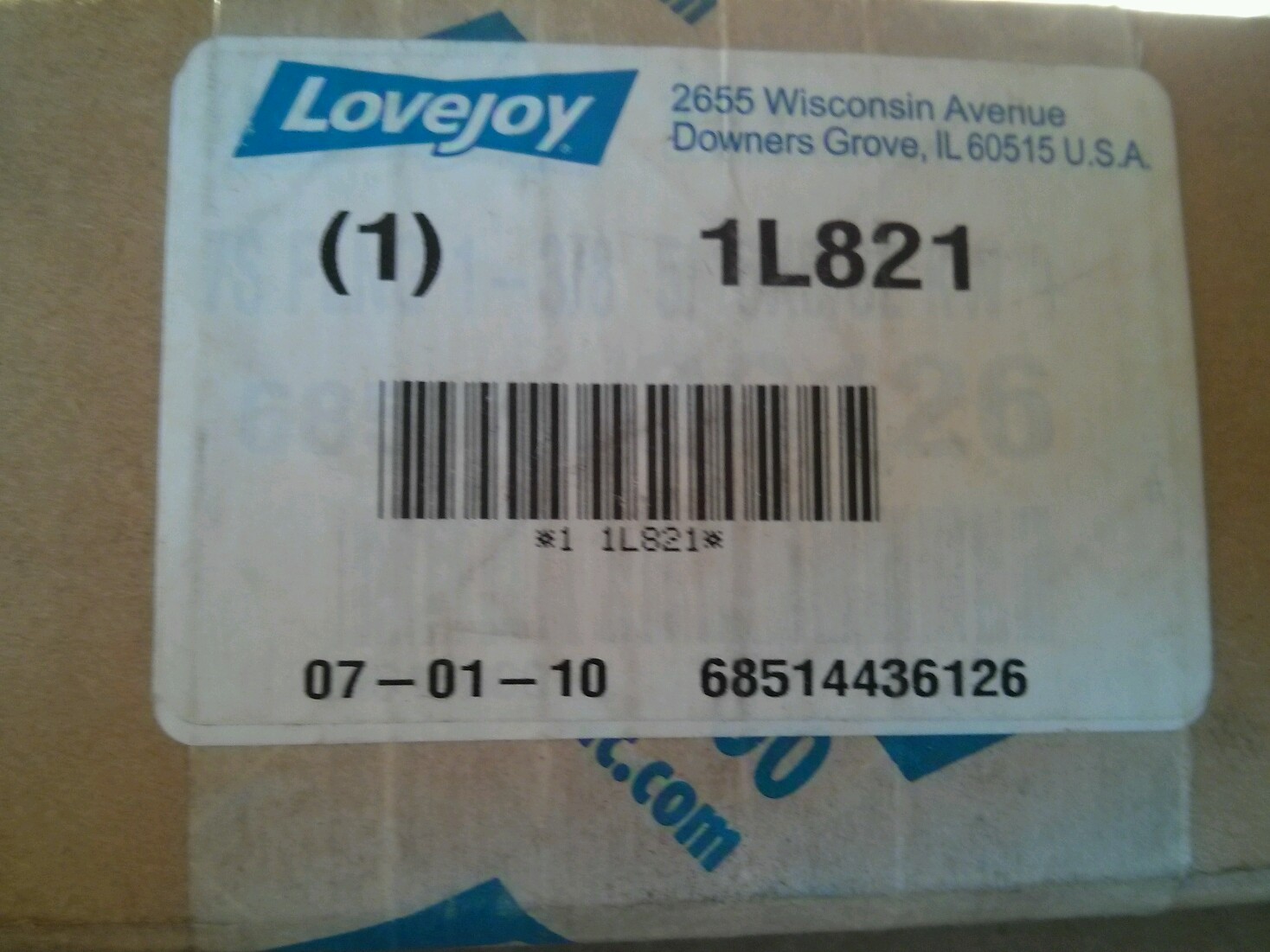 LoveJoy Shaft Coupler Body, 1L821, 7S, Bore Dia. 1-3/8″, New in Box