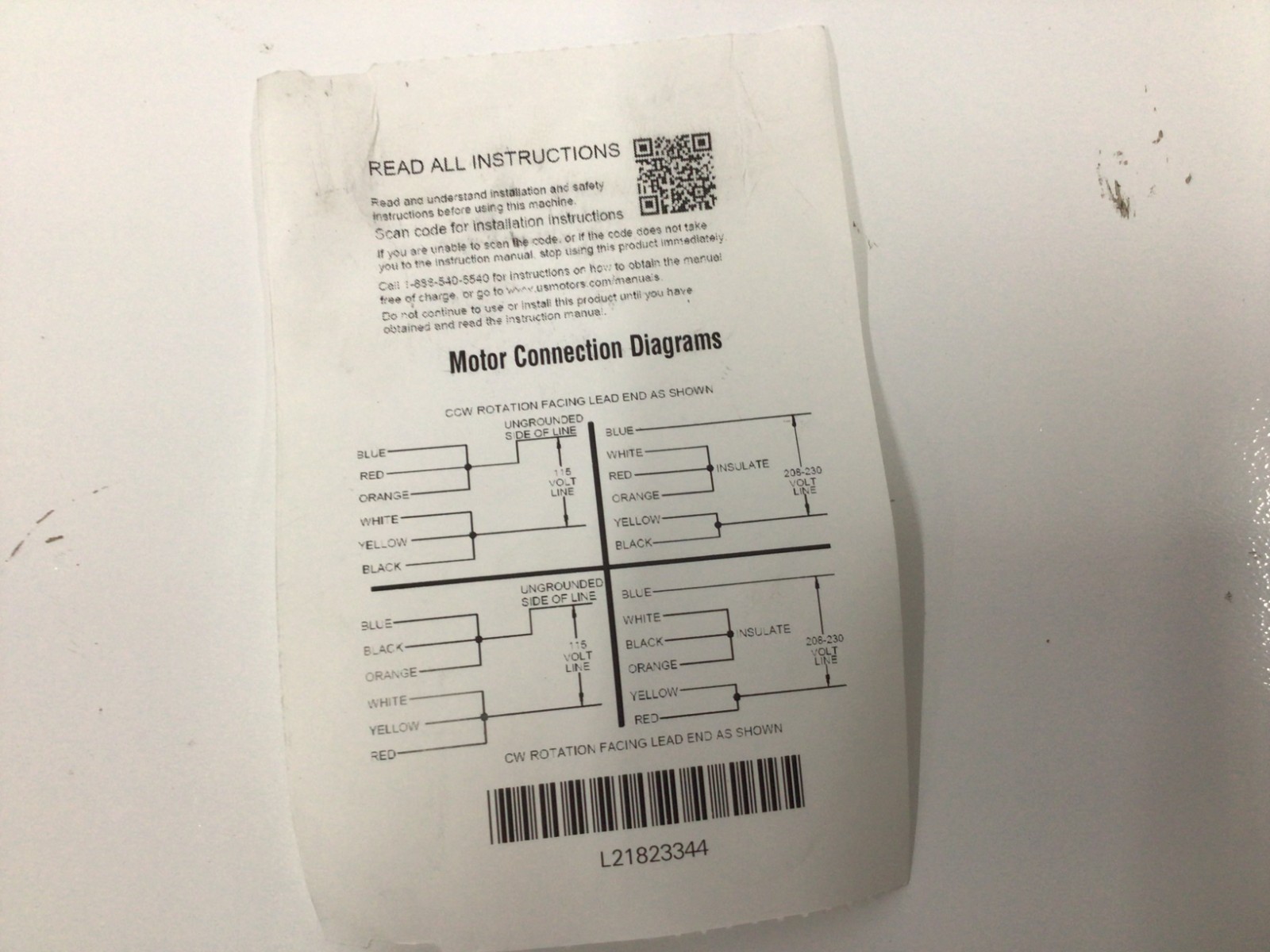 US-Nidec T34C1JC 3/4 HP General Purpose Motor 3600 RPM