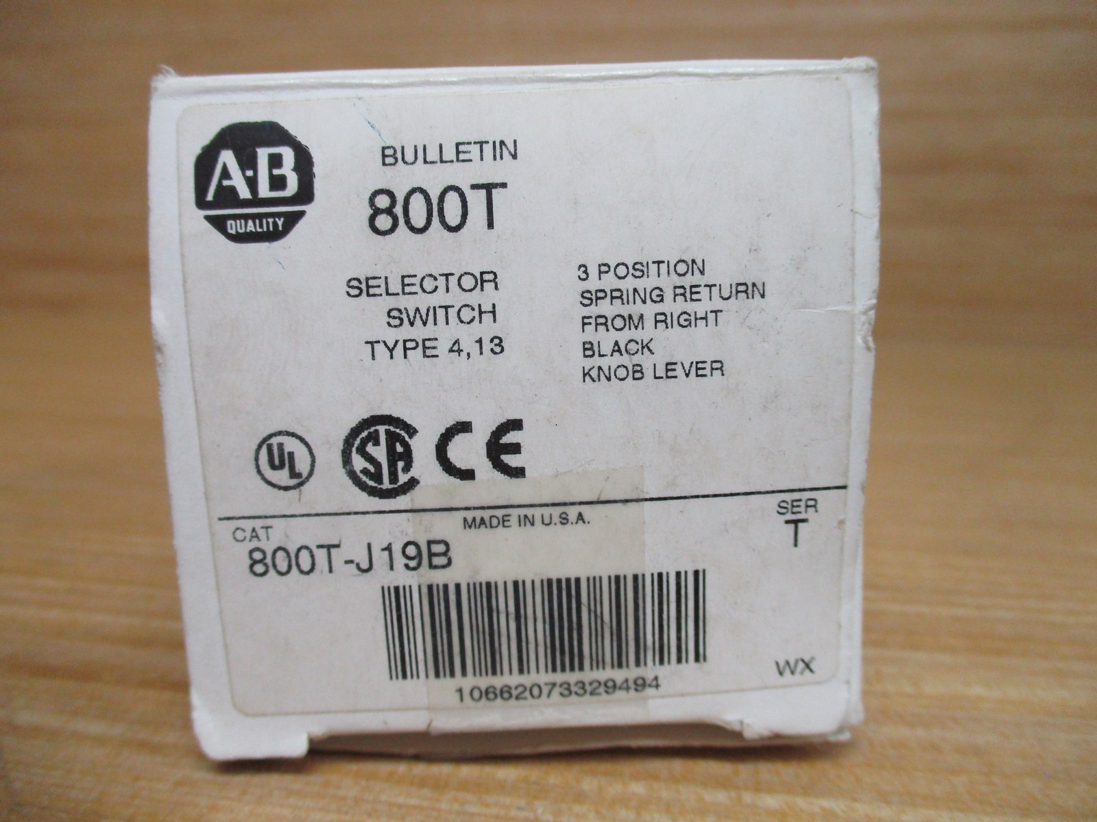 Allen Bradley 800T-J19B Selector Switch 800TJ19B