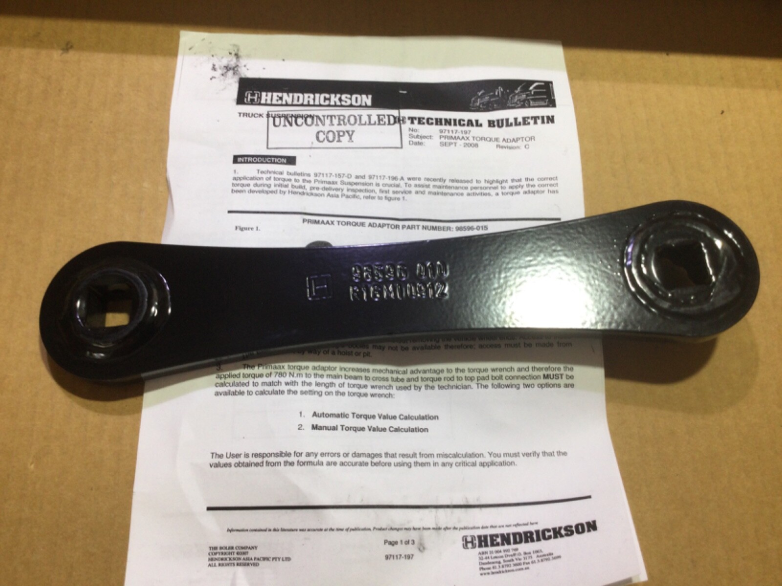 Hendrickson 98596-010 Primaxx Torque Adaptor Tool