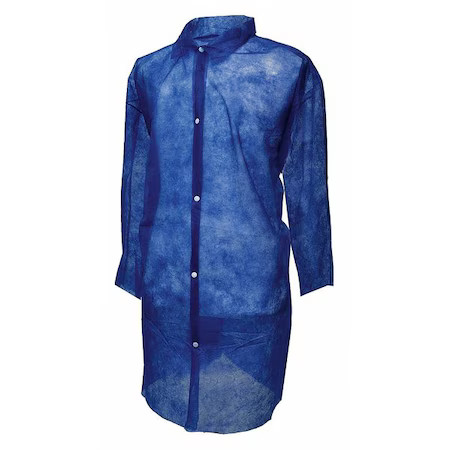 Action Chemical Pp110b-3X Disposable Lab Coat, Polypropylene, Snaps Closure,