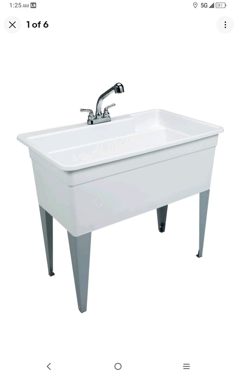 MUSTEE 28CF Utility Tub 36 Gal Polypropylene White Floor Mount Bigtub
