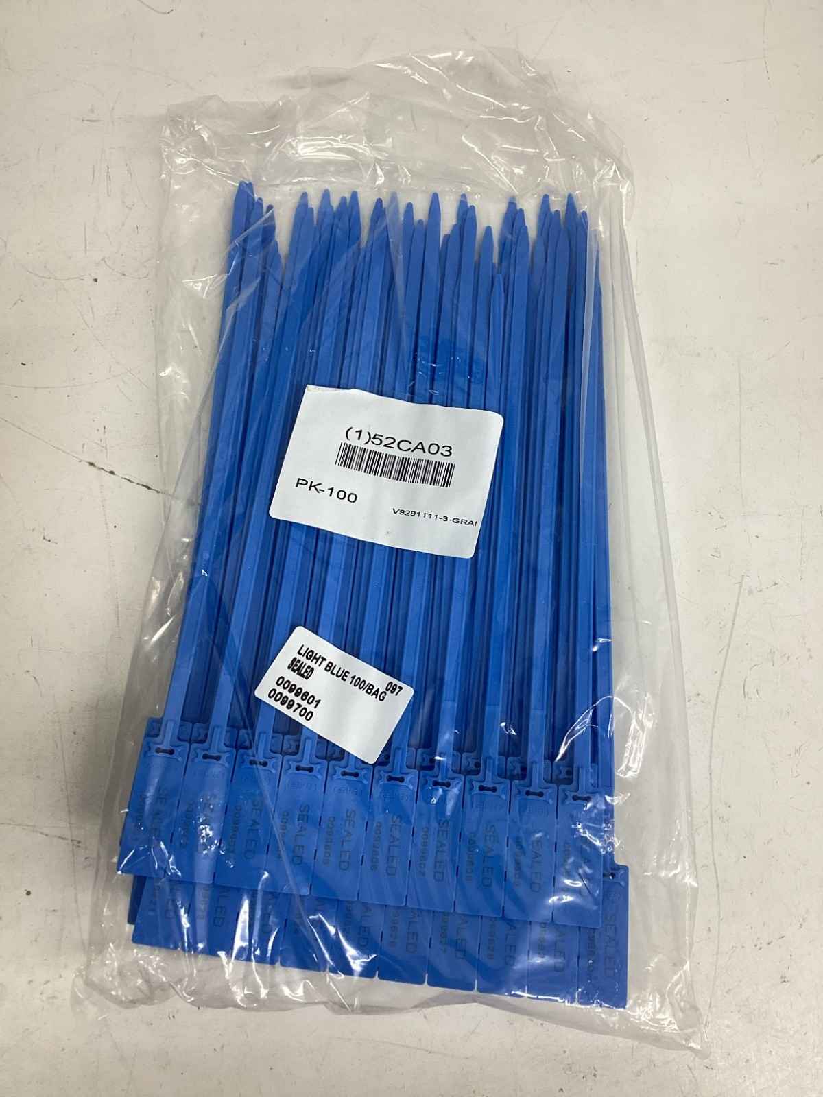 TYDENBROOKS V9291111-3-GRAI Secure Grip Seal: Laser Marked, 100 PK