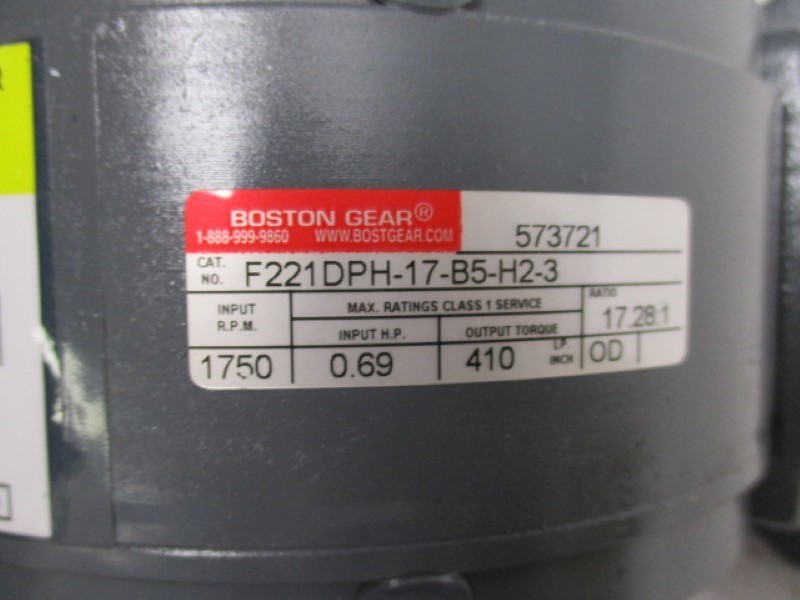 BOSTON GEAR F221DPH-17-B5-H2-3 GEAR SPEED REDUCER RATIO 17.28:1 NSMP