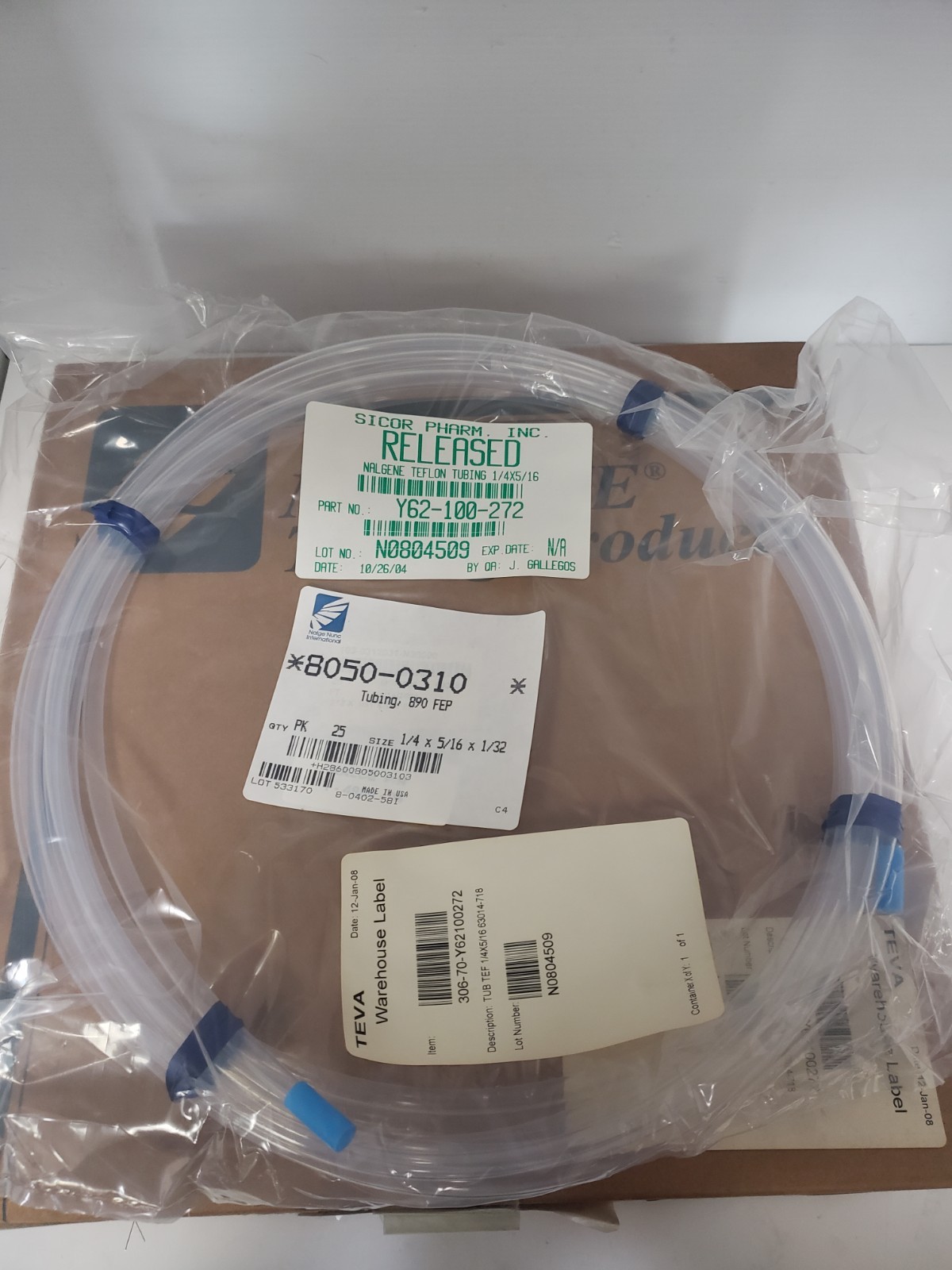 NALGE NUNC 8050-0310 CLEAR TUBING 1/4″ x 5/16″ x 1/32″ 25ft, BOX OF 2, NIB