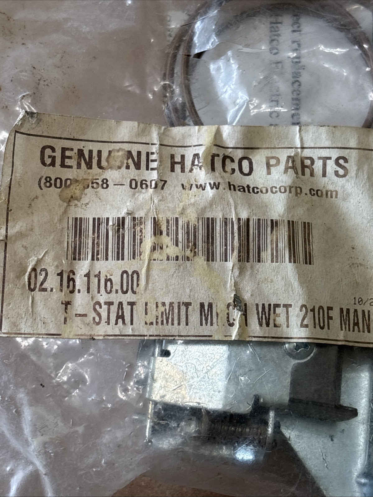 Hatco 02.16.116.00 HIGH LIMIT CONTROL163K, 1/4 X 4, 20 for Hatco