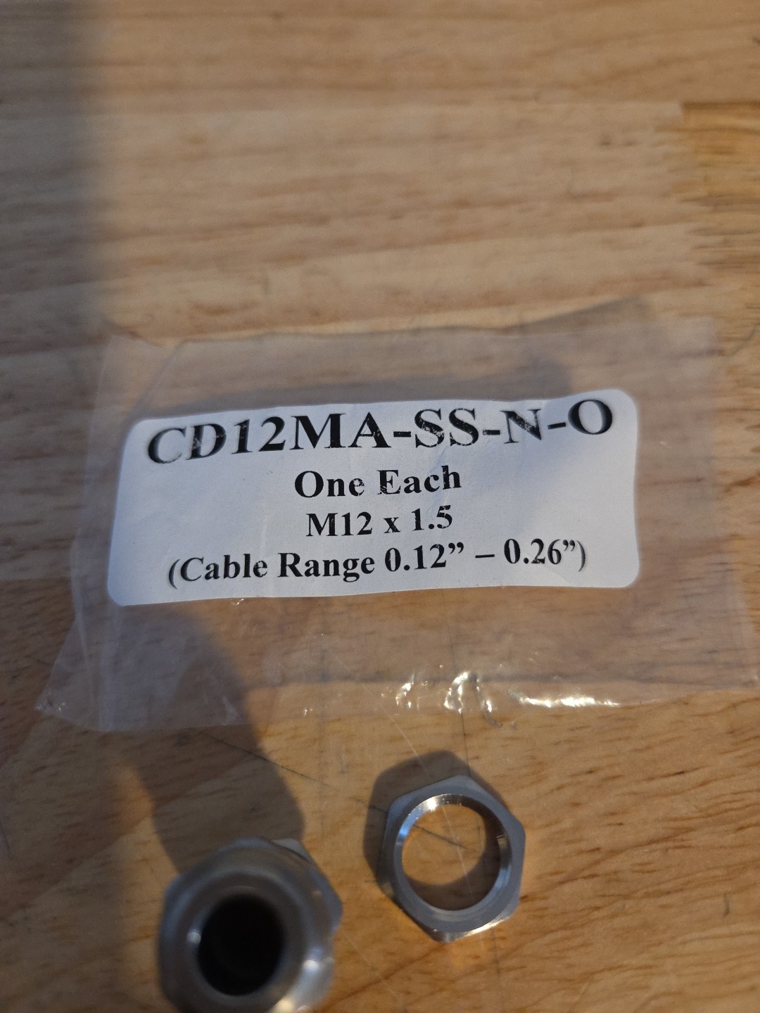 Cord Grip W/ NBR Inser M12X1.5 Range .12″-.28″ OD CD12MA-SS-N-O Stainless Steel