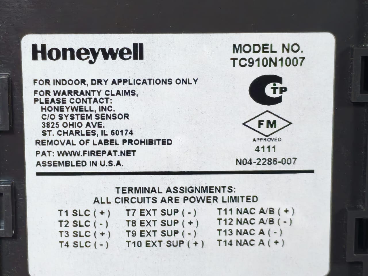 Honeywell TC910N1007 Control Module