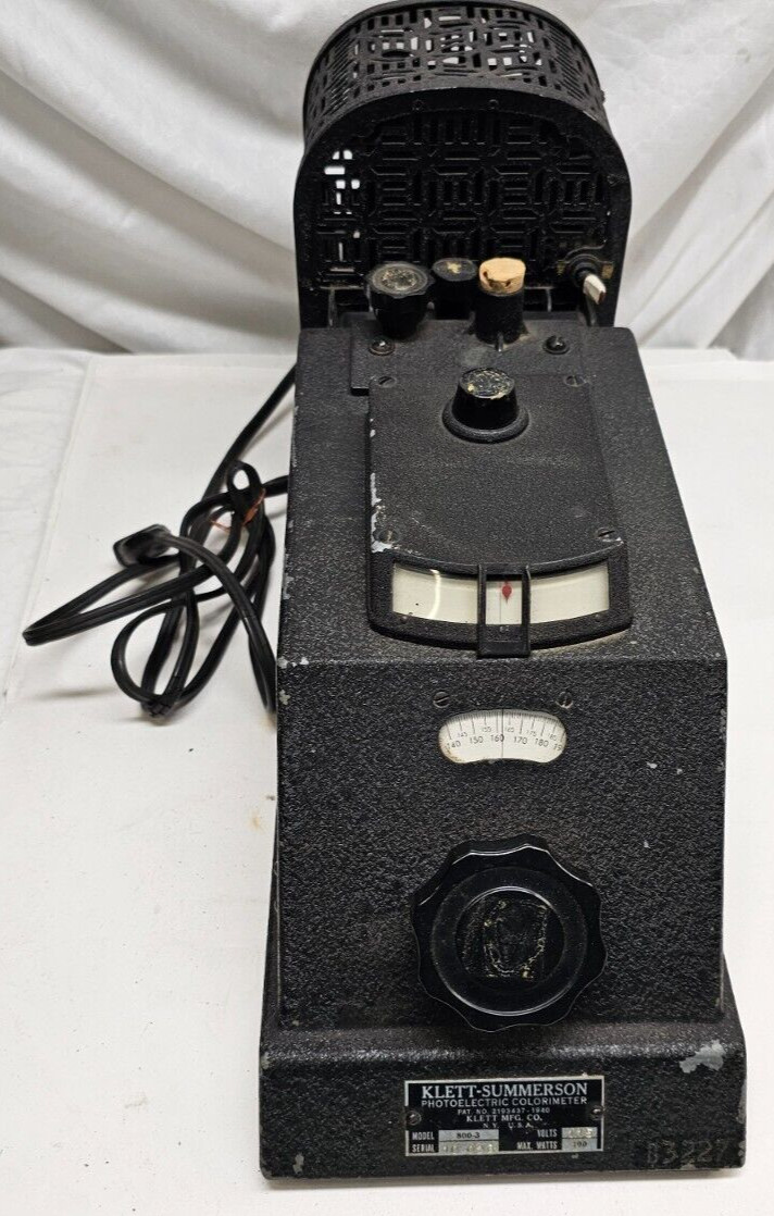 Vintage, Klett Summerson, Photoelectric Colorimeter, 800-3, Fires Up-UN-Tested