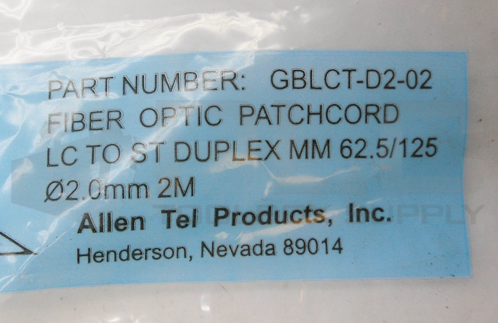 SEALED NEW ALLEN TEL GBLCT-D2-02 FIBER OPTIC PATCHCORD 2M 62.5/125MM