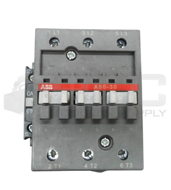 ABB A50-30 CONTACTOR 100A 600VAC W/ CAL5-11 AUXILIARY CONTACT A50