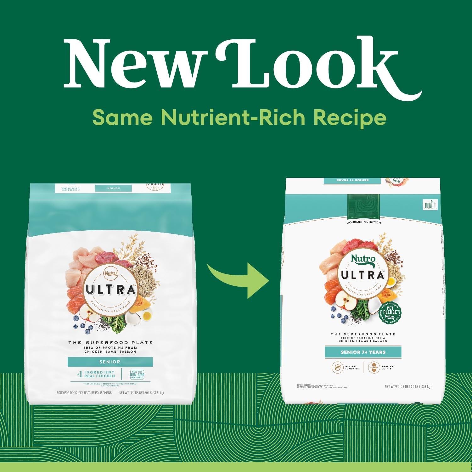 Nutro Ultra Senior Dry Dog Food with a Trio of Proteins from Chicken, Lamb, 30lb