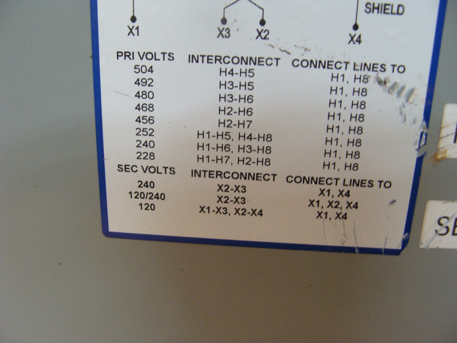 EMERSON HEVI-DUTY TRANSFORMER HS5F3AS PRI 240 X 480V SEC 120/240V 1PH 3KVA