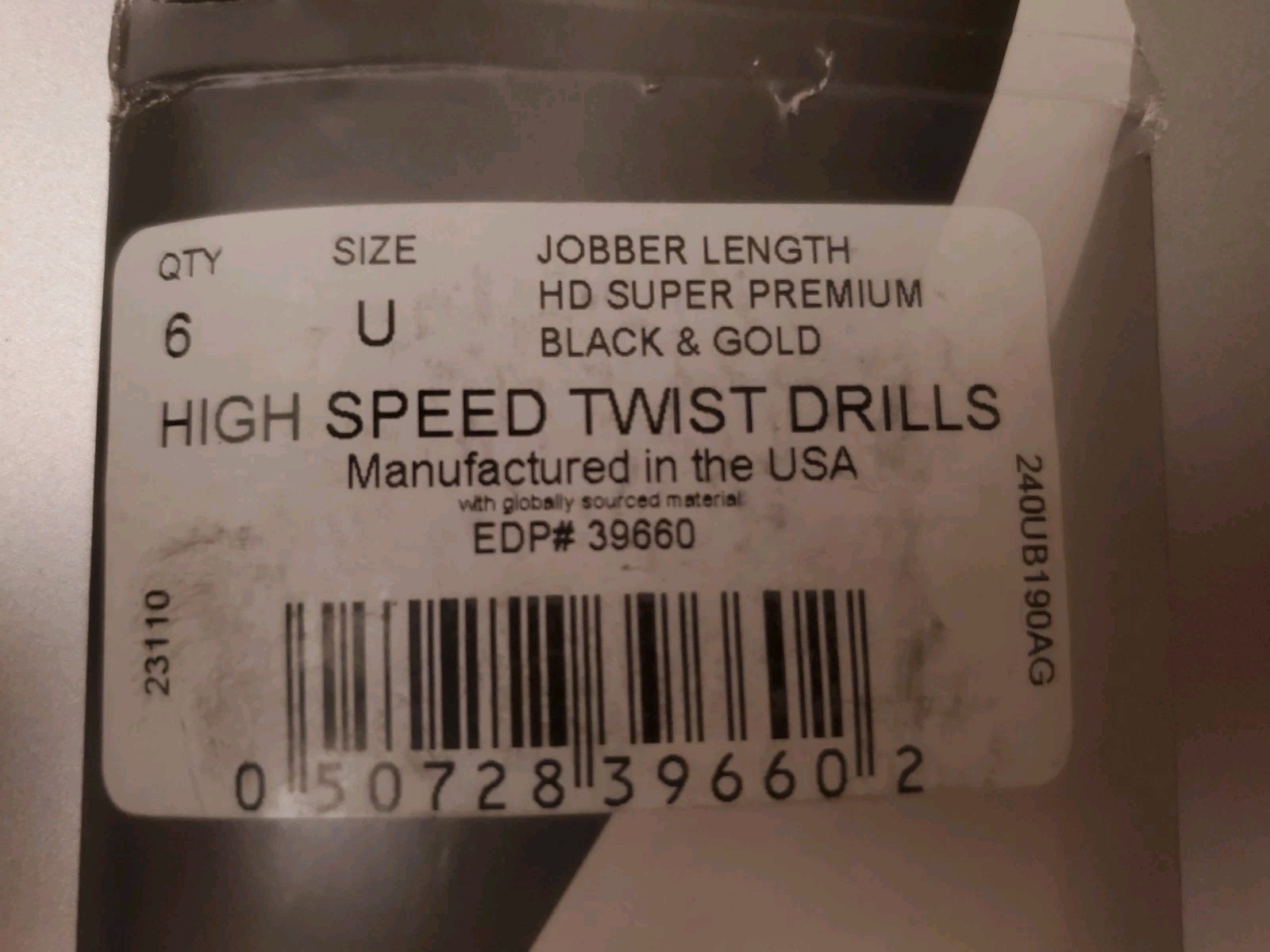 U x 5″ OAL 135° Split Black/Gold High Speed Steel Straight Jobber Drill QTY 6