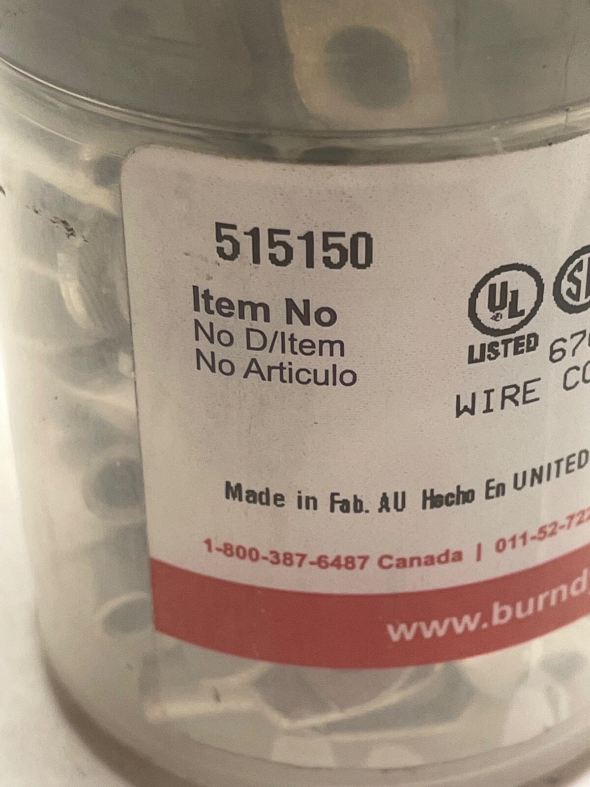 Container of 100 Burndy RING-12-10AWG-UNIN YAV10BOX