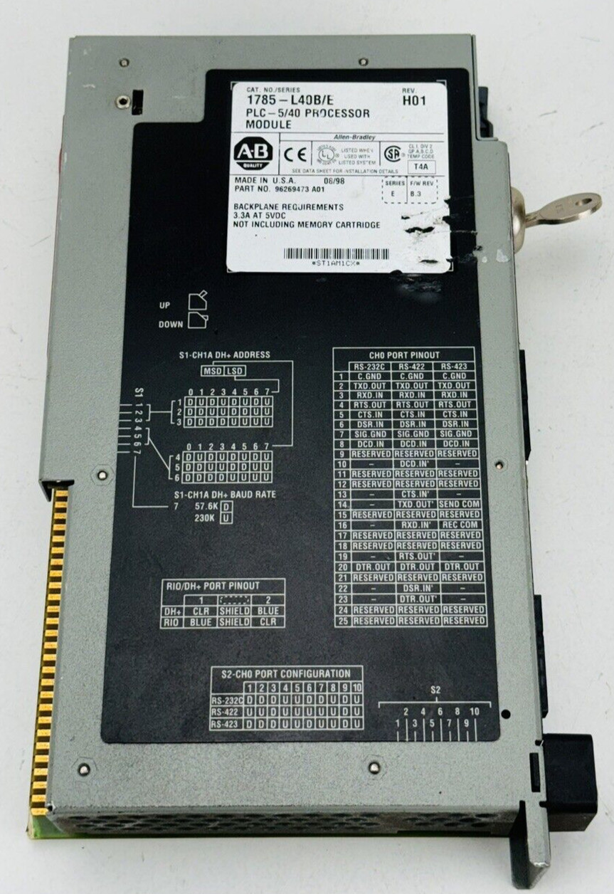 Allen-Bradley PLC-5/40 Processor Module 1785-L40B/E w/ Key **PARTS ONLY**