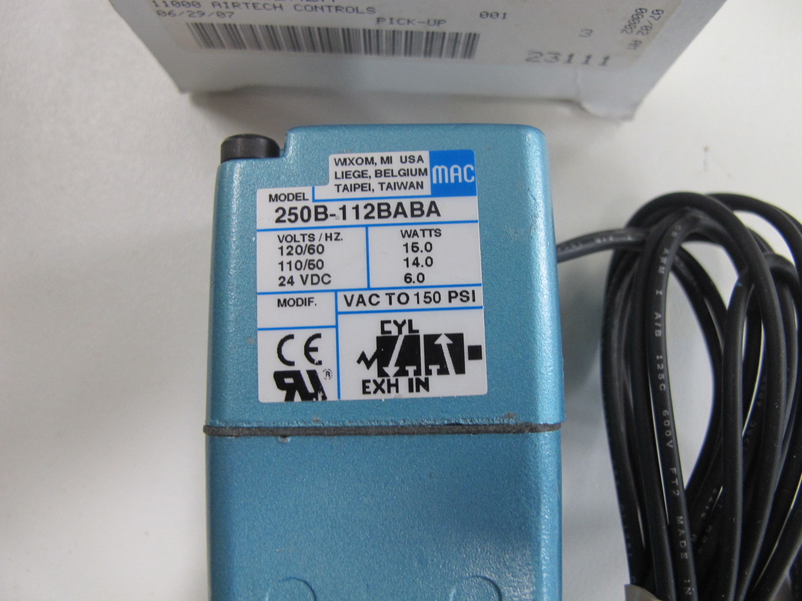 MAC 250B-112BABA Valve 120V 250B-522BAAA NEW