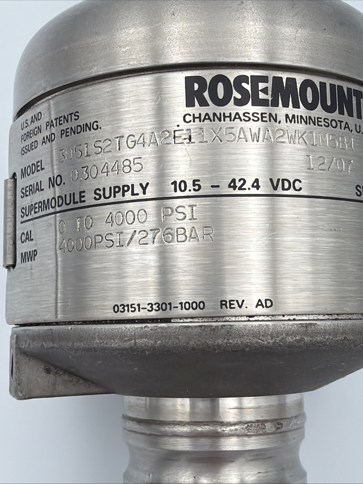 ROSEMOUNT 3051S2TG4A2E11X5AWA2WK1M5B4 PRESSURE TRANSMITTER