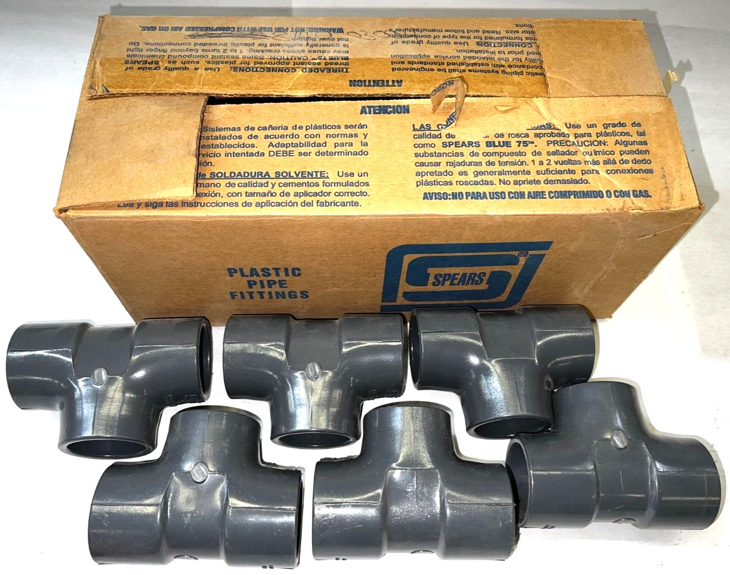 SPEARS TEE SOCKET 801-012 PVC MBSP X ASTM SCH 80 1-1/4″ SIZE LOT OF 6**