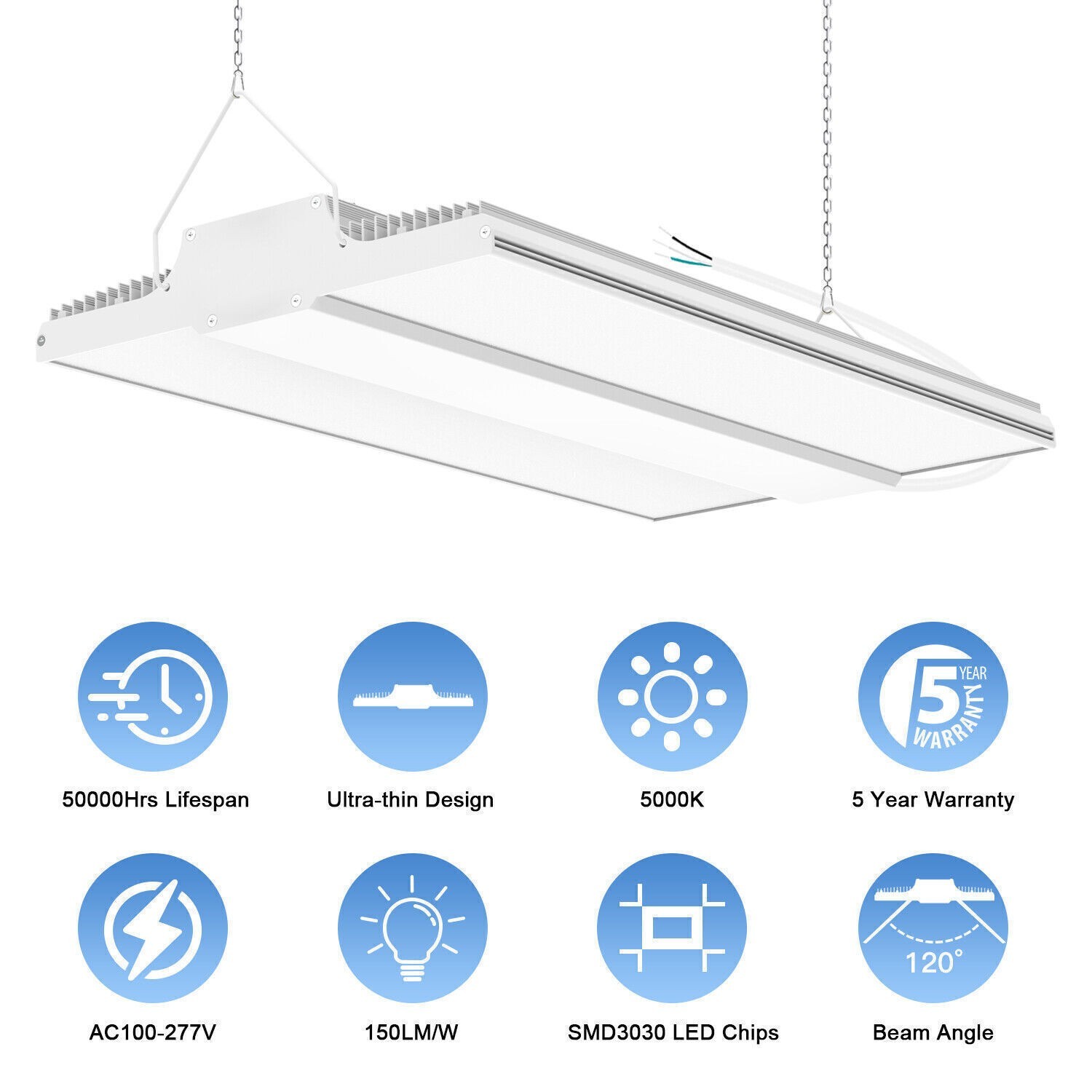 300W LED Linear High Bay Light Commercial Warehouse Workshop Fixtures 5000K