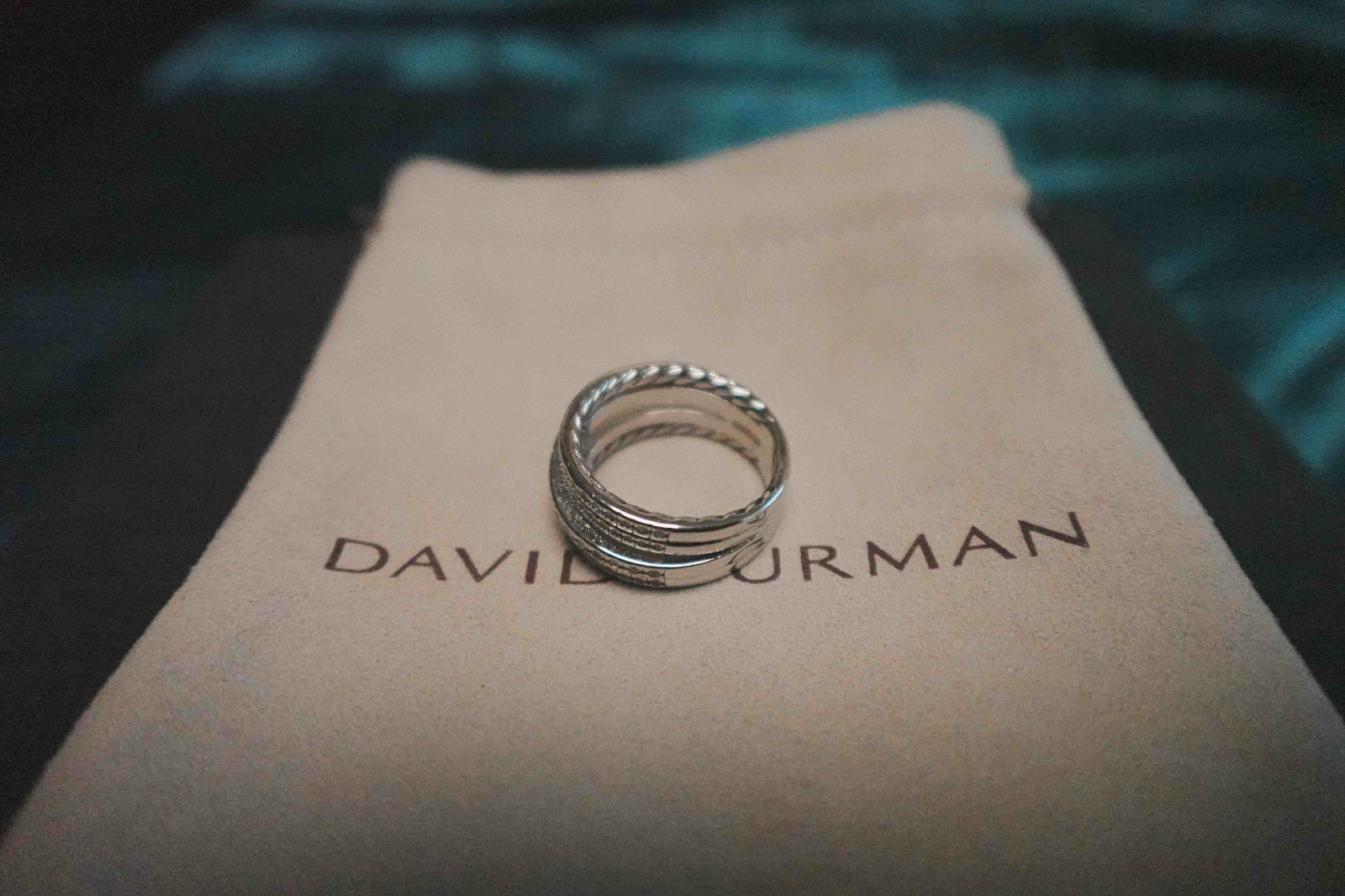 New&DavidYurman.silver Unisex Cross Ring Diamond Gold Ring US 7