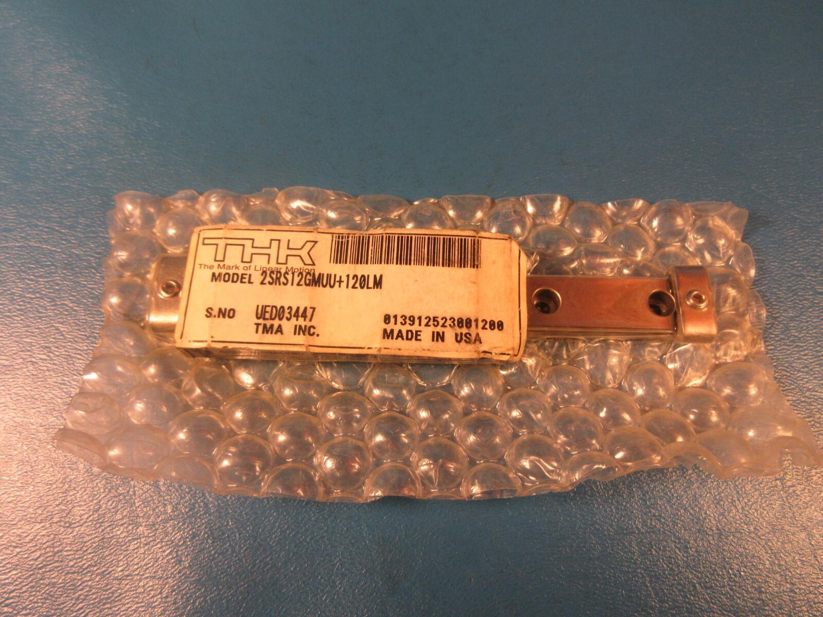 THK 2SRS12GMUU+120LM, TWO SRS12GM Linear Guide Blocks on a 120mm Rail