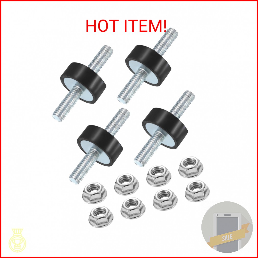 uxcell 4Pcs M6 x 18mm Rubber Mounts, 8 x 20mm Cylindrical Anti Vibration Isolato