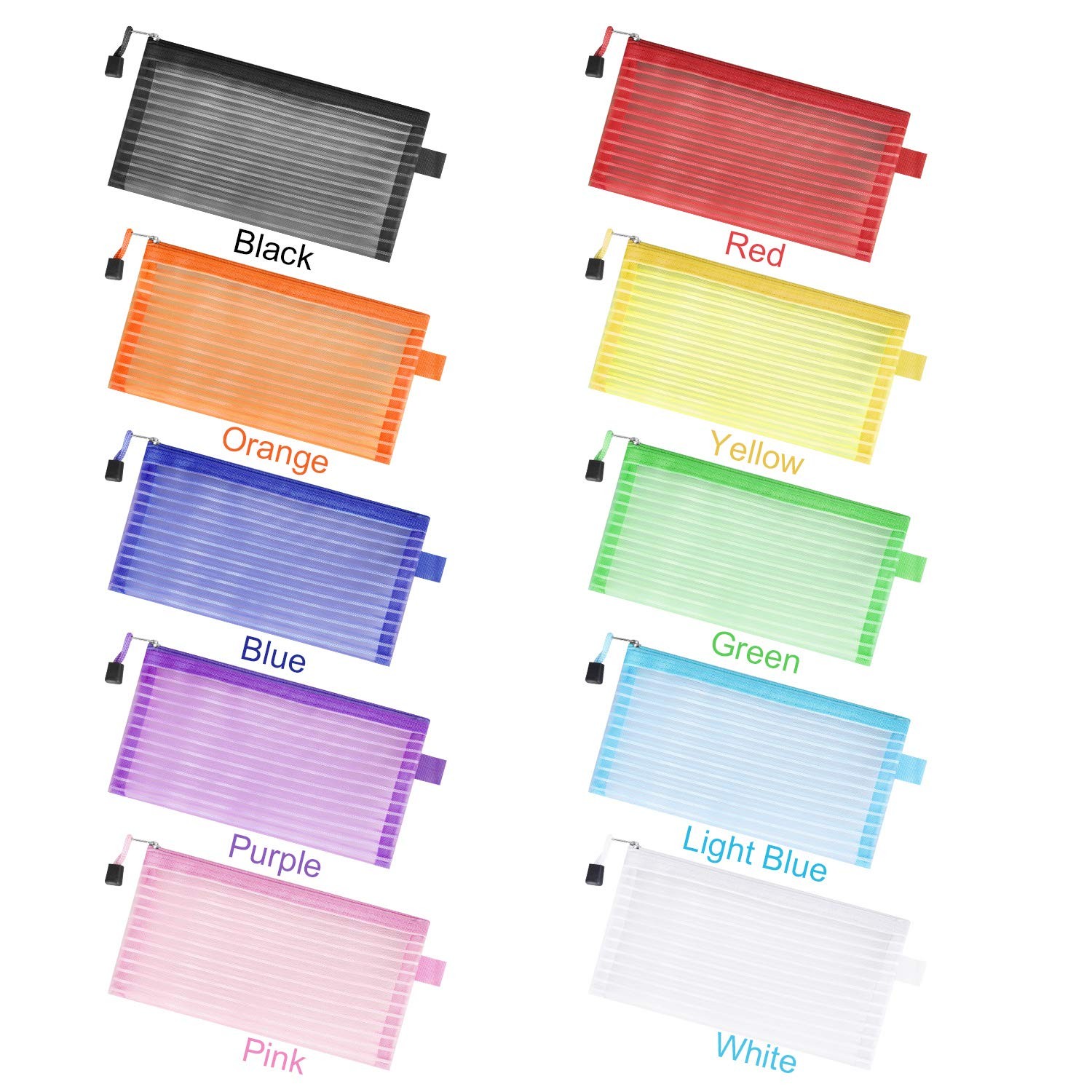 Sinzip 20 Pack Multicolored Zipper Mesh Pouch, 23 cm x 12 cm, Assorted A