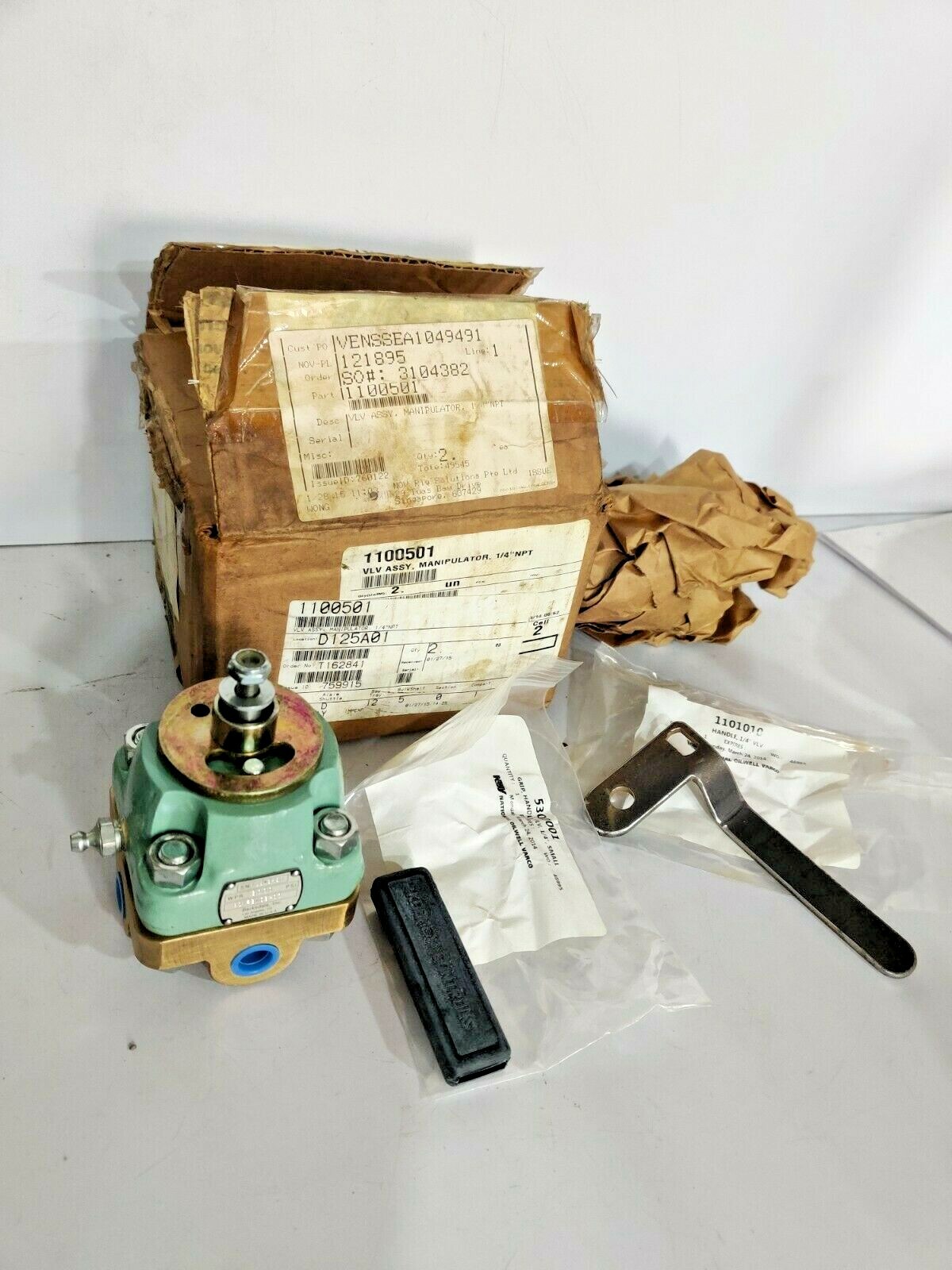 Nov Varco Manipulator Valve Assembly 1100501 1/4″ NPT Valve with Handle & Grip
