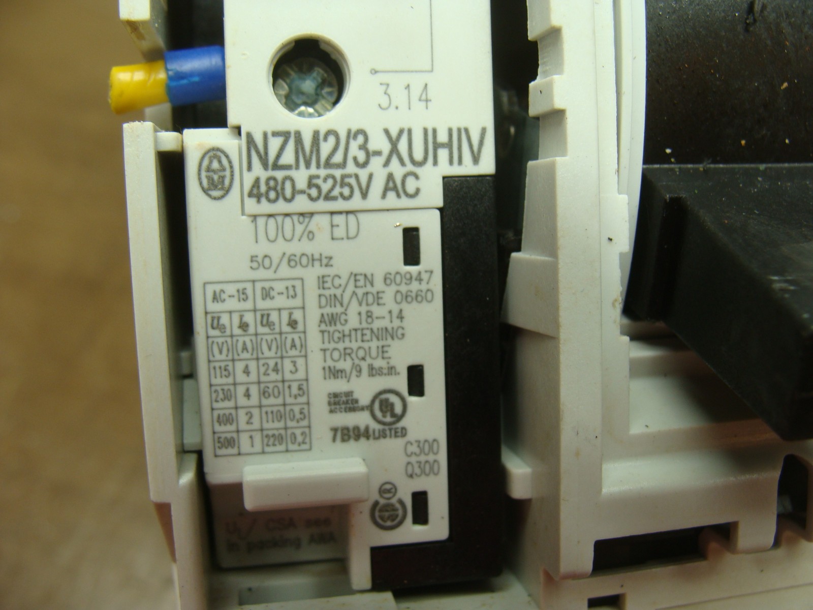 MOELLER 125A CIRCUIT BREAKER NZM2/3-XUHIV 280-525VAC