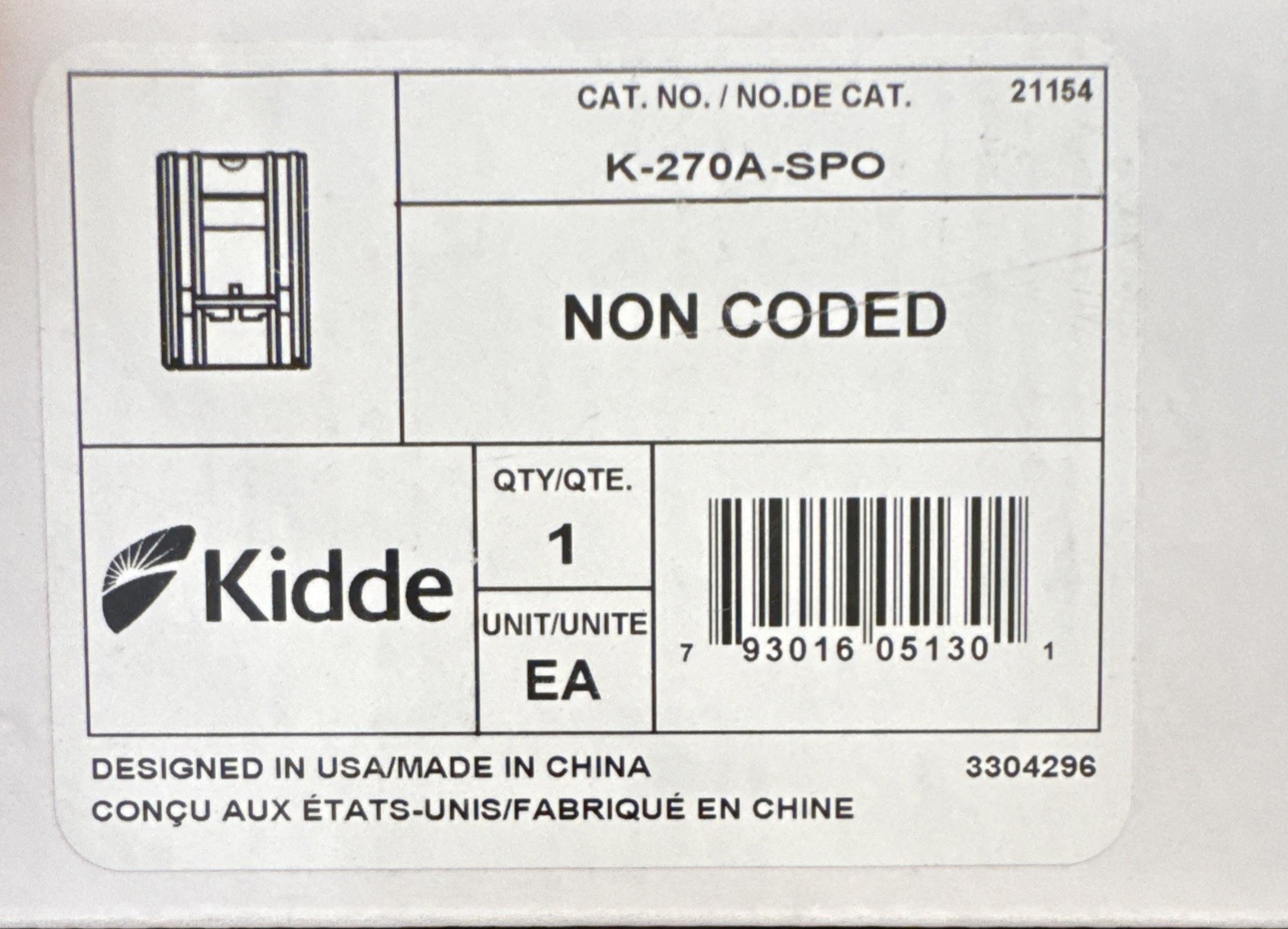 KIDDE K-270A-SPO Fire Alarm Pull Station,Red,2-1/2 D