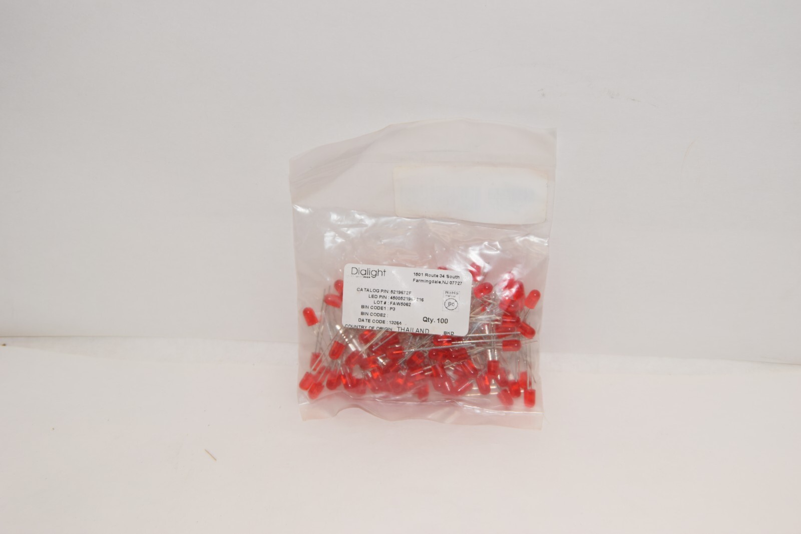 (NEW -Pack 100) DIALIGHT 5219672F 5mm Red Diffused Twin Leads LED Diode
